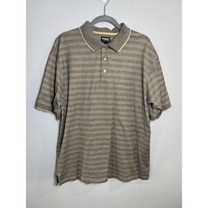 Ping Mens Large Polo Shirt Gray Beige Mercerized Cotton Golf Short Slv